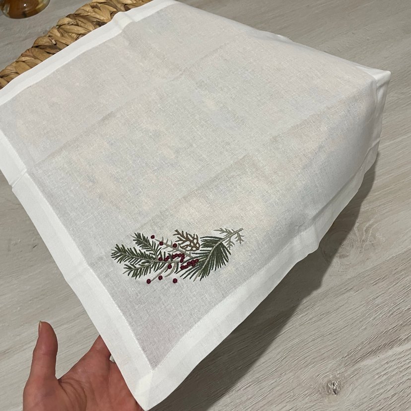 Nakışlı Keten Beyaz Amerikan Servis - Görsel 2