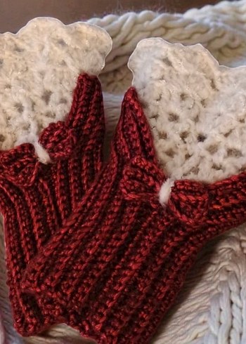 Bohem Tarz Beyaz Örgü Kadın Eldiveni - Görsel 2