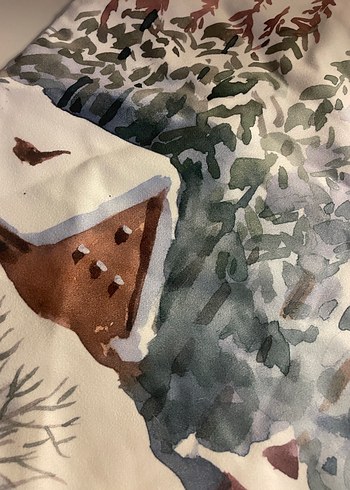 Beyaz Kış Manzarası Tablosu Kırlent Kılıfı - Görsel 2