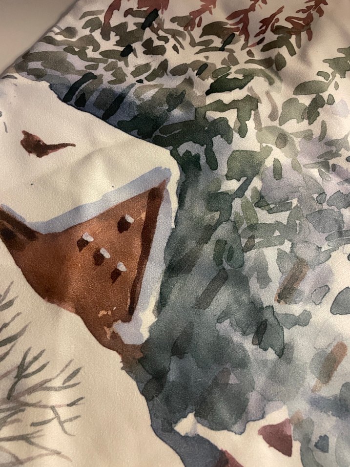 Beyaz Kış Manzarası Tablosu Kırlent Kılıfı - Görsel 2