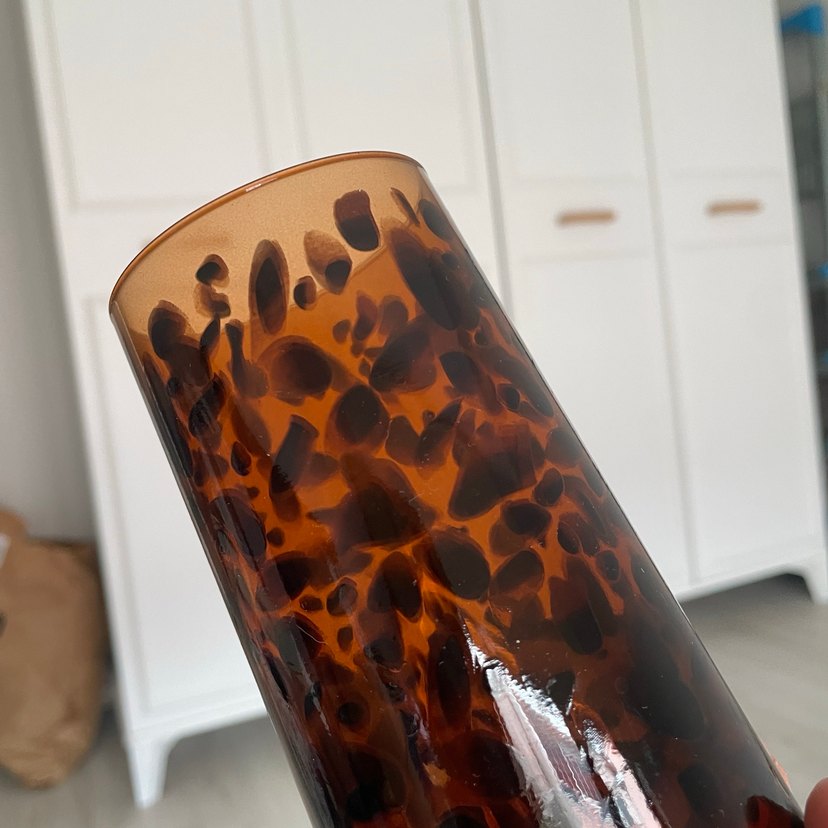 Kahverengi Desenli Cam Bardak - Görsel 3