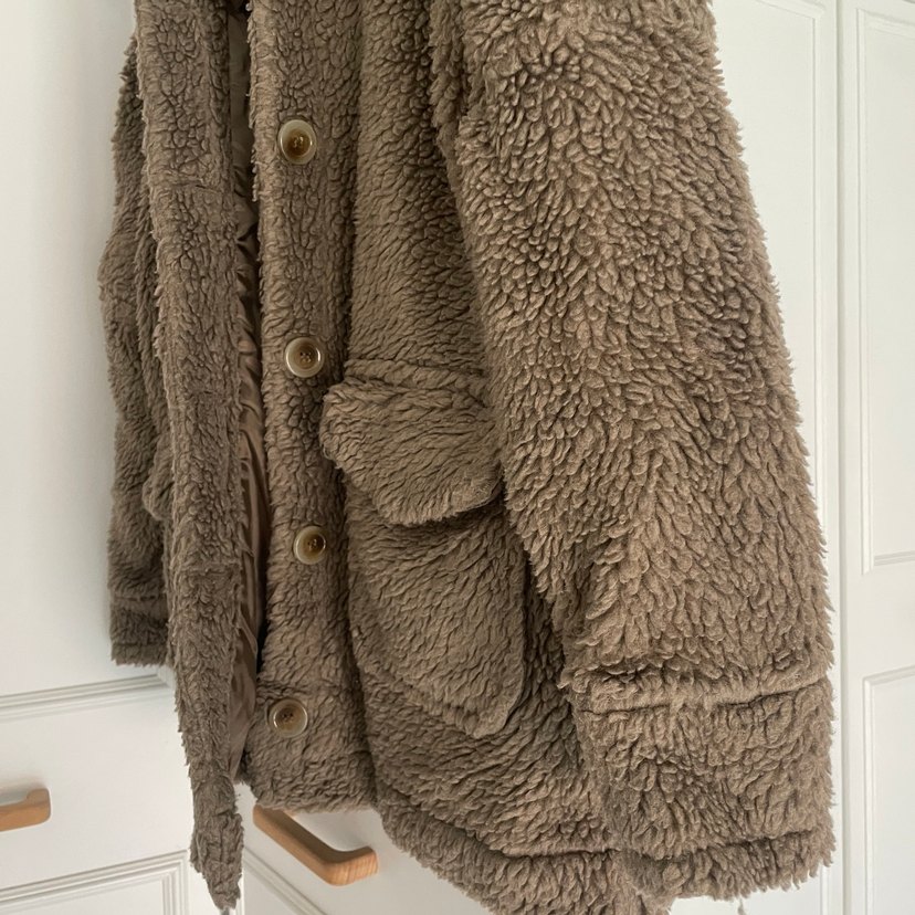 Kahverengi Peluş Kadın Midi Ceket - Görsel 2
