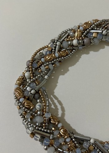 Gri Boncuklu Bohem Kadın Kolye - Görsel 3