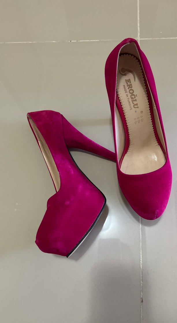 Pembe Süet Stiletto Topuklu Kadın Ayakkabı - Görsel 2