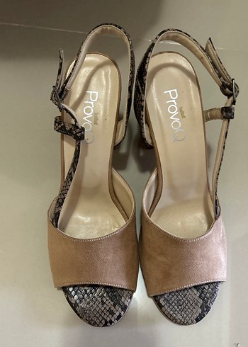 Bej Yılan Desenli Süet Platform Topuklu Kadın Ayakkabı - Görsel 5