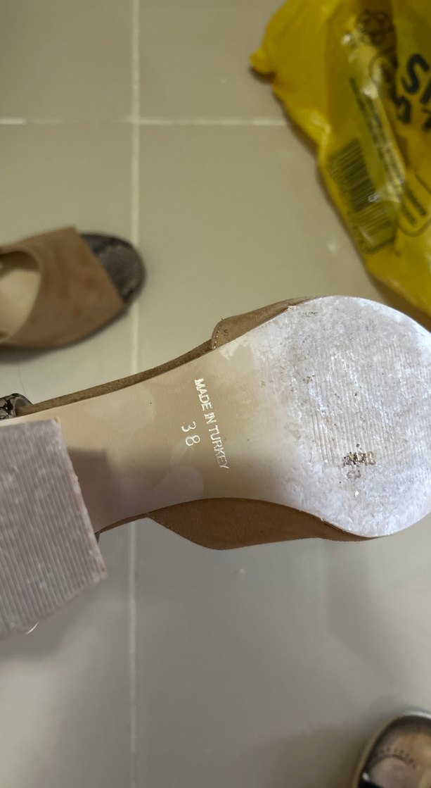 Bej Yılan Desenli Süet Platform Topuklu Kadın Ayakkabı - Görsel 4