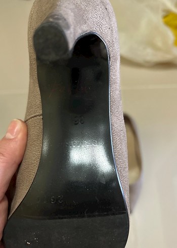 Bej Süet Stiletto Kadın Ayakkabı - Görsel 3