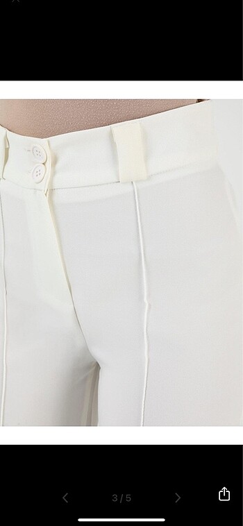 42 Beden Nervür dikişli beyaz kumaş pantolon
