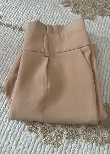 Leopar Desenli Kemerli Bej Kadın Kumaş Pantolon - Görsel 4