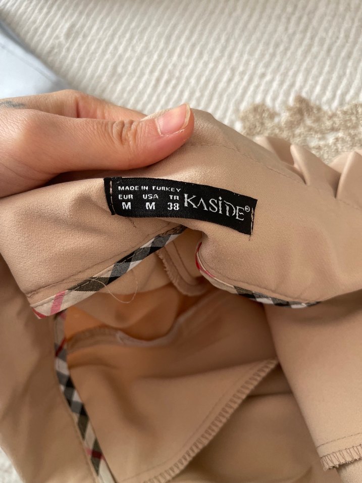 Leopar Desenli Kemerli Bej Kadın Kumaş Pantolon - Görsel 3