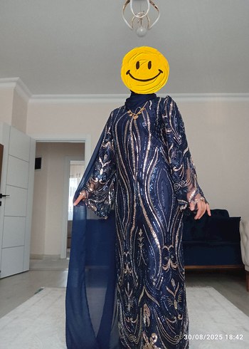 Abiye Uzun Kollu Drapeli Bohem Desenli Kadın tasli abiye