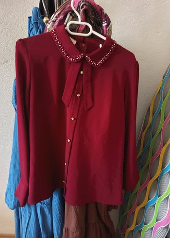 46 Beden Bordo Vintage Kadın bluz