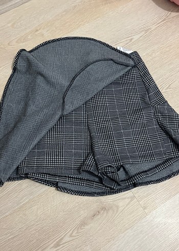 Gri Ekose Pilili Mini Etek - Görsel 2