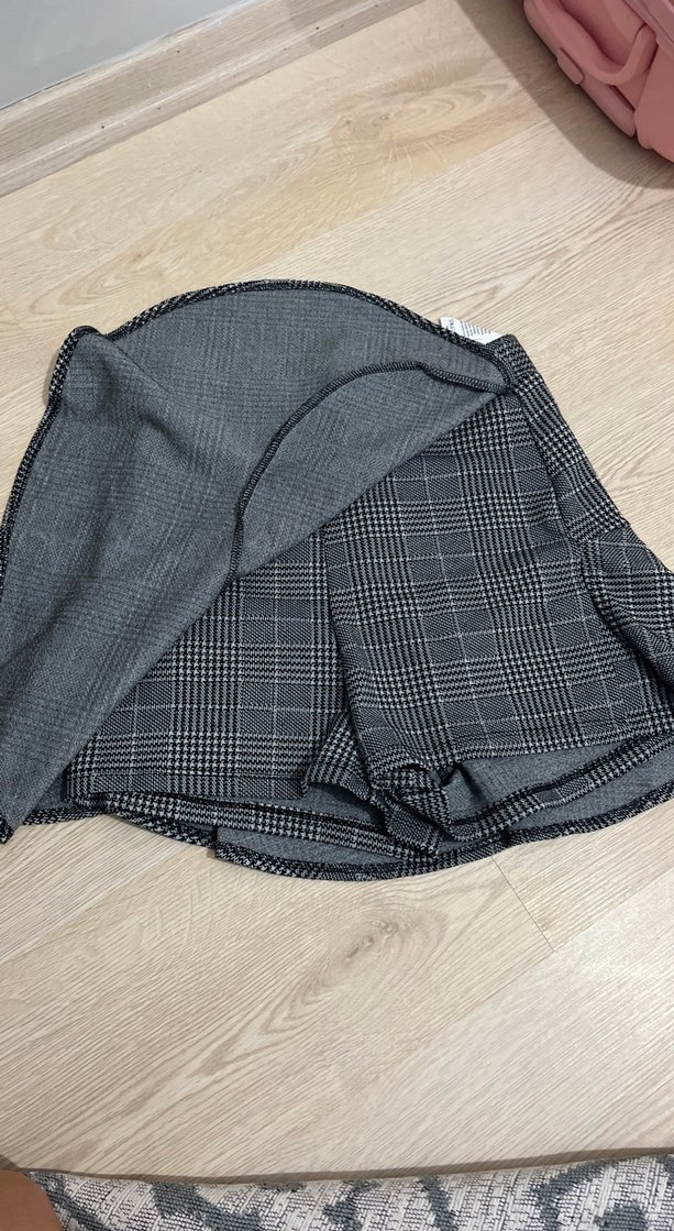 Gri Ekose Pilili Mini Etek - Görsel 2