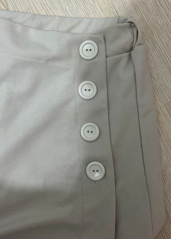 Düğmeli Bej Mini Etek - Görsel 4