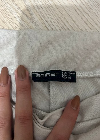 Düğmeli Bej Mini Etek - Görsel 3