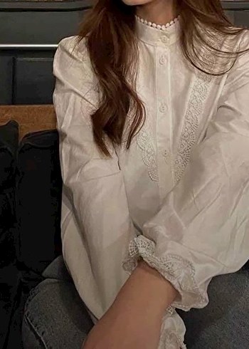 Dantel Detaylı Beyaz Bohem Kadın Gömlek - Görsel 2