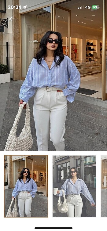 Diğer Cizgili oversize gomlek