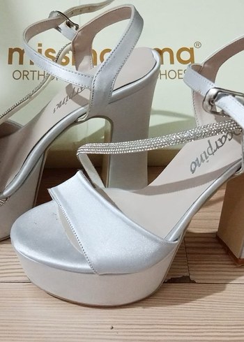 GümüşPlatform Topuklu Kadın Abiye Ayakkabı - Görsel 3
