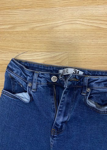 Lacivert Midi Boy Kadın Kot Pantolon - Görsel 5