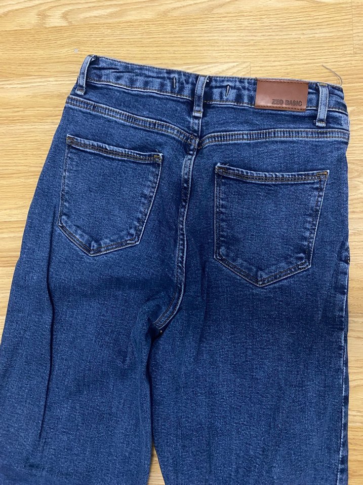 Lacivert Midi Boy Kadın Kot Pantolon - Görsel 3