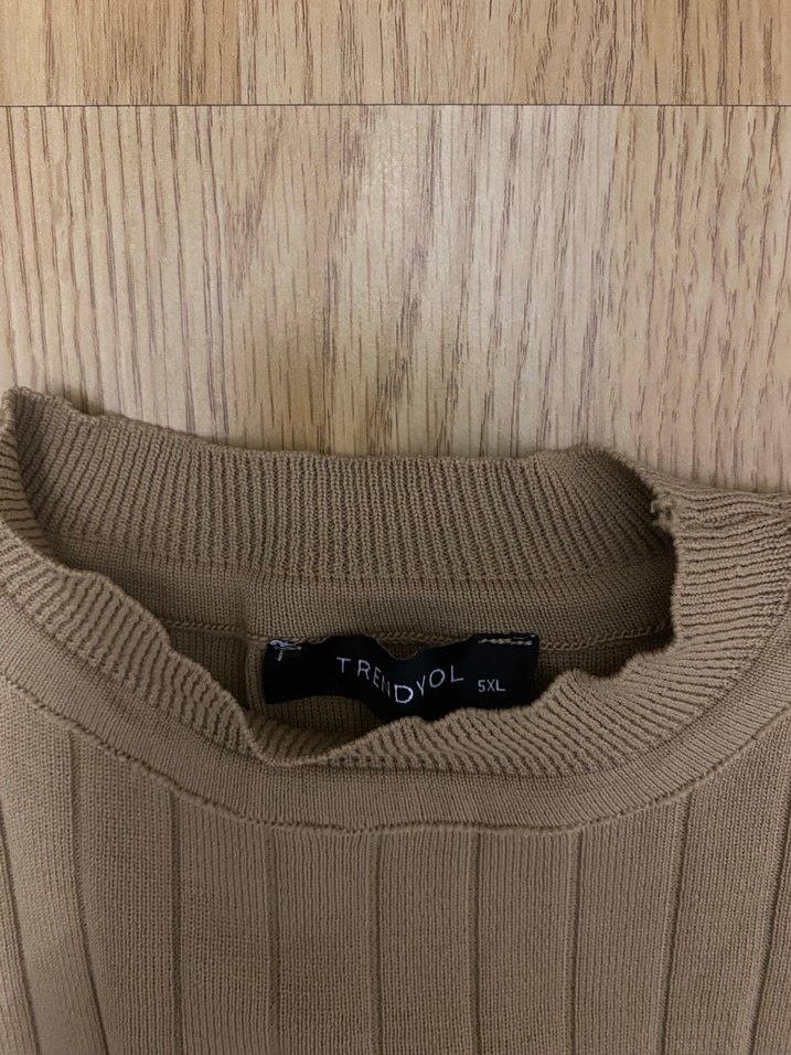 Bej Kadın Uzun Kollu Fit Triko - Görsel 2