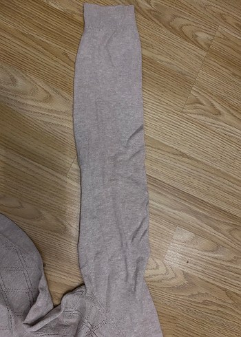 Bej V-Yaka Kısa Kollu Örgü Kadın Kazak - Görsel 2