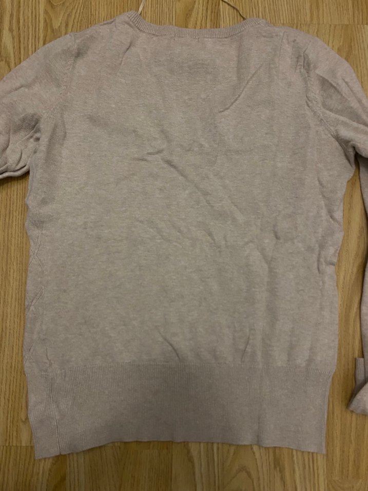 Bej V-Yaka Kısa Kollu Örgü Kadın Kazak - Görsel 4