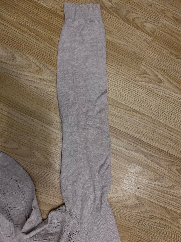 Bej V-Yaka Kısa Kollu Örgü Kadın Kazak - Görsel 2