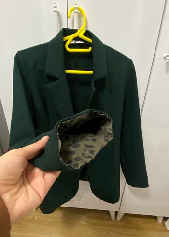 Düğmeli haki Kadın Blazer Ceket - Görsel 3