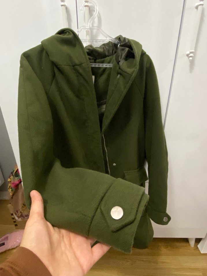 Kadın Haki Midi Ceket Fermuarlı - Görsel 3