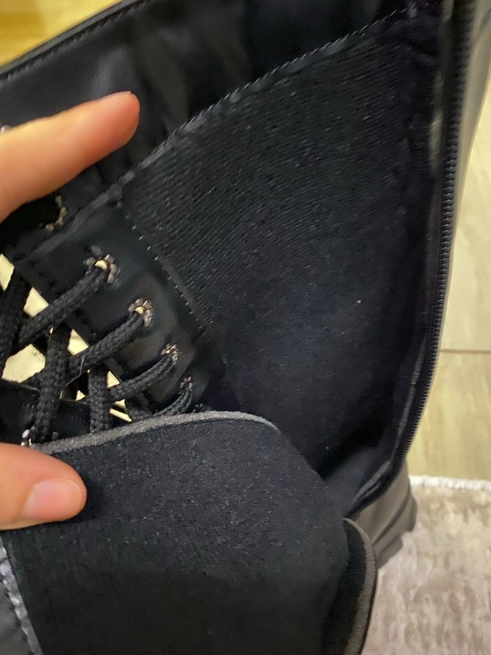 Siyah Bağcıklı Platform Topuklu Gotik Kadın Botları - Görsel 3