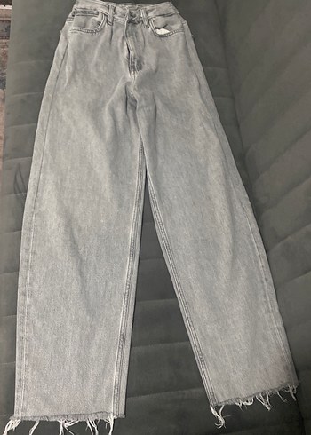 Gri Salaş Midi Kot Pantolon