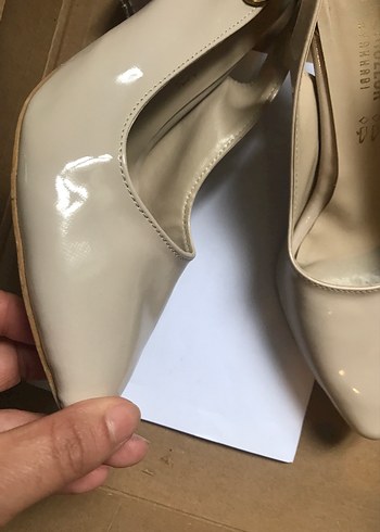 Bej Tokalı Stiletto Kadın Ofis Ayakkabısı - Görsel 2