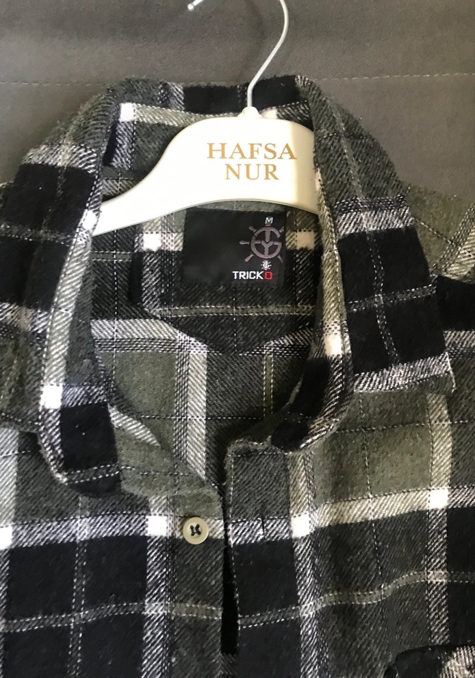 Gri Ekose Düğmeli Kadın Gömlek - Görsel 2