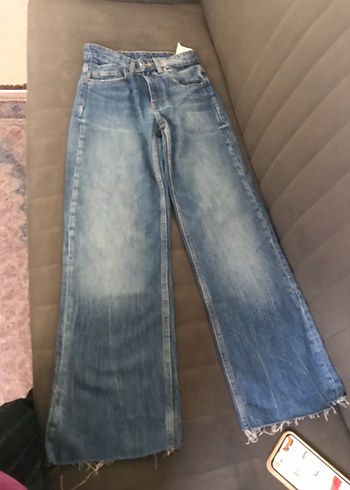 Zara Yuksek Bel Acik Mavi Denim Jean
