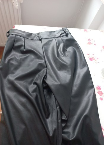 Fred Perry Fermuarlı Siyah Deri Kadın Pantolon perry marka