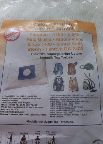 Beyaz Elektrikli Süpürge Toz Torbası 5'li - Görsel 2