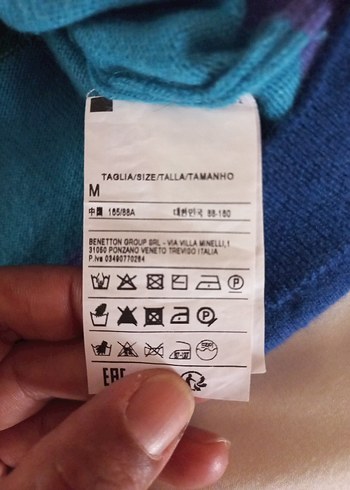 Benetton Renkli Bohem Boğazlı Triko Kısa Kollu Kazak