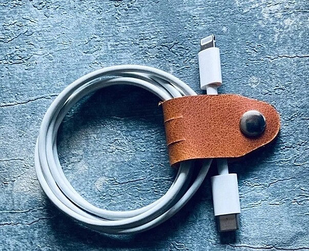 Hakiki deri kablo tutucu