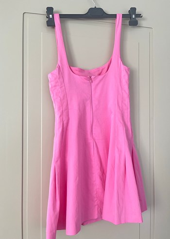 s Beden Zara Pembe Mini İnce Askılı V Yaka Elbise