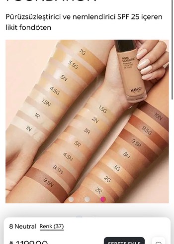 Beden Renk KIKO Insta Moisture Likit Fondöten SPF 25