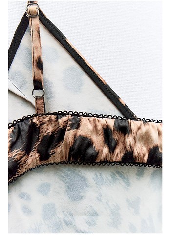 xs Beden Zara Leopar Desenli Saten Elbise