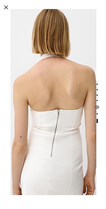 xs Beden beyaz Renk Bershka halter yaka mini elbise