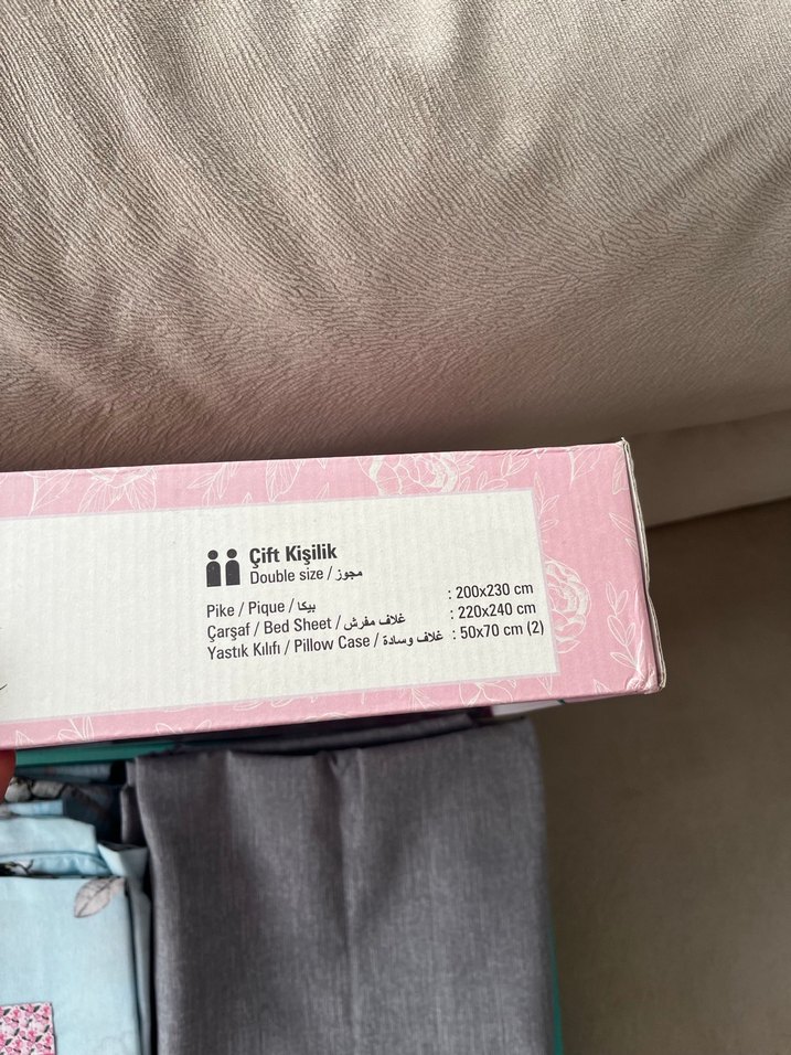 MIRRA Çiçek Desenli çift kişilik  pike Nevresim Takımı Gri-Pembe - Görsel 5