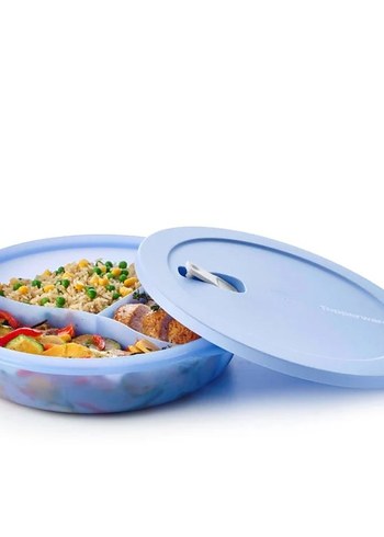 Bölmeli Kapaklı Mavi Tupperware mikrodalga Kabı