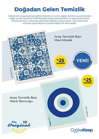 Mavi Desenli Mutfak Havlusu cooknkeep - Görsel 2
