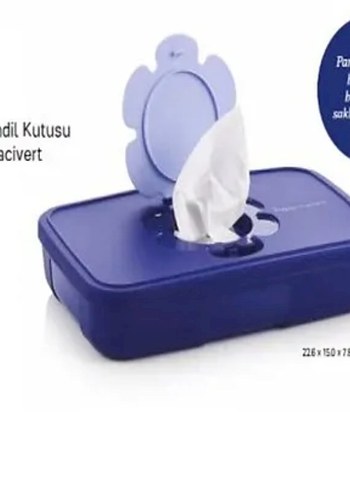 Tupperware Lacivert Plastik ince Islak mendil kutusu