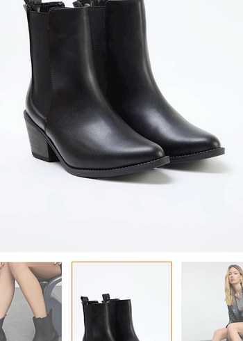 Siyah Blok Topuklu Kadın Bot - Görsel 2