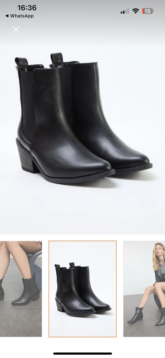 Siyah Blok Topuklu Kadın Bot - Görsel 2